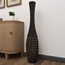 Trelane Matte Brown Woven Rattan 47 1/2" High Bud Floor Vase