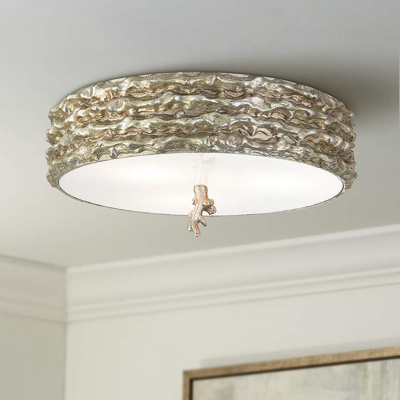 Image 1 Trellis 16" Wide Antique Silver Leaf Ceiling Light