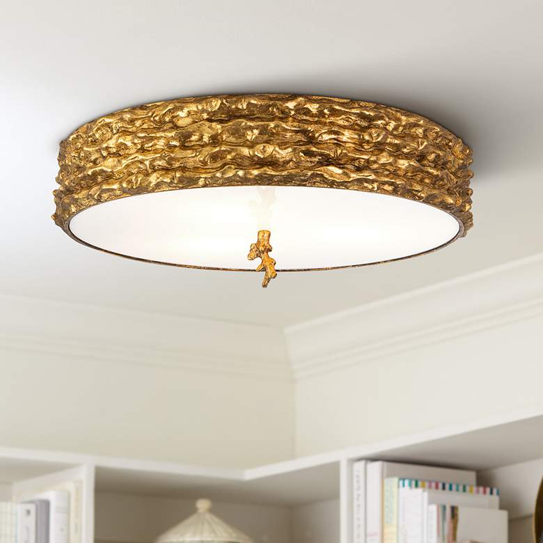 Trellis 20&quot; Wide Antique Gold Leaf Ceiling Light