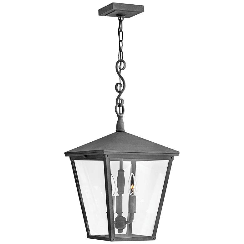 Image 1 Trellis 23 1/4 inch High Aged Zinc 3-Light Outdoor Hanging Light