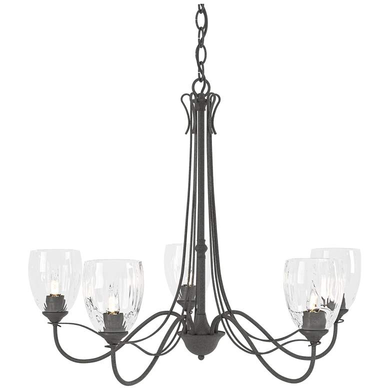 Image 1 Trellis 28.1" Wide 5 Arm Natural Iron Chandelier With Water Glass
