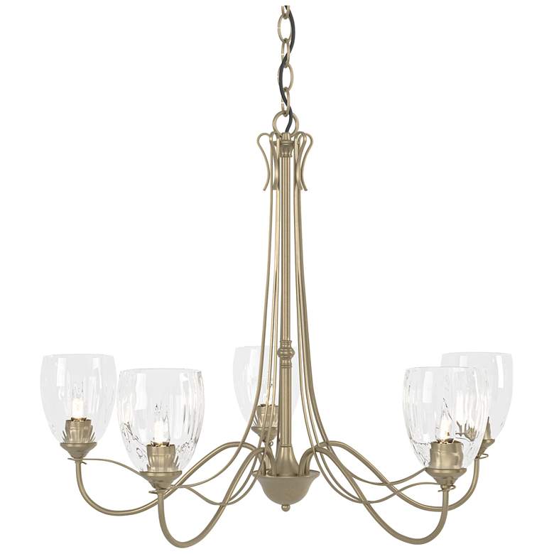 Image 1 Trellis 28.1 inch Wide 5 Arm Soft Gold Chandelier With Water Glass