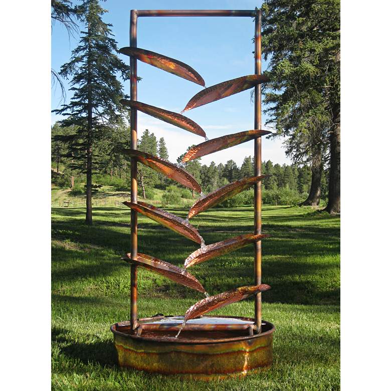 Image 1 Trellis 72" High Sculptural Copper Outdoor Fountain