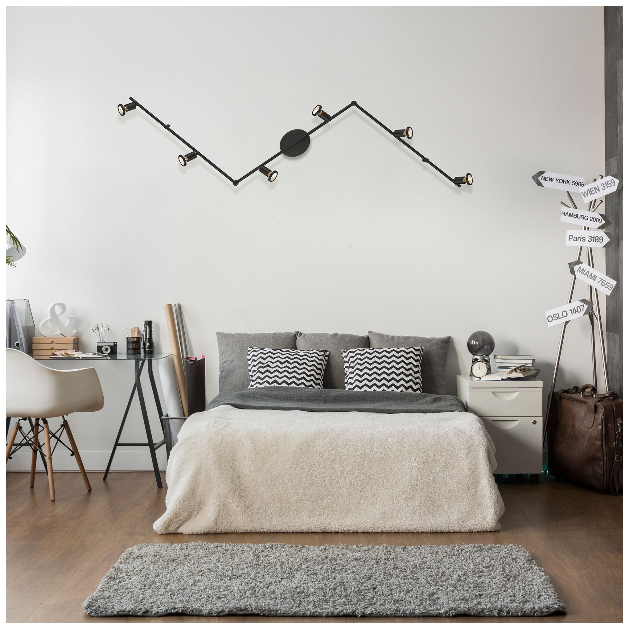 Image 2 Tremendo 6 Light LED Fixed Track Light-Structured Black Finish more views