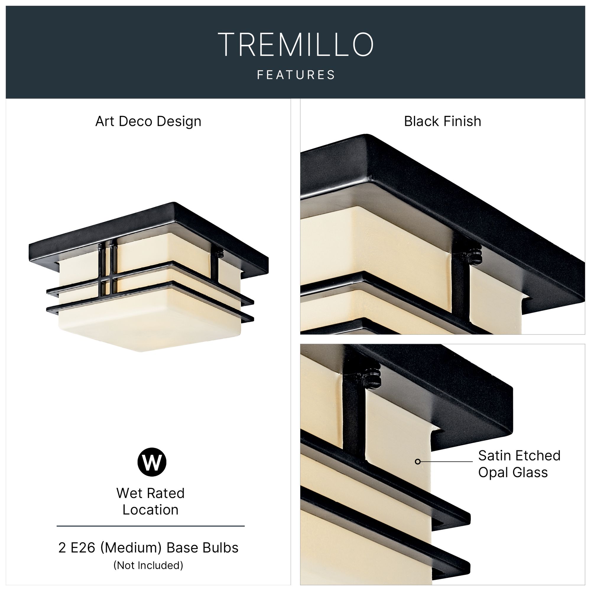 Image 4 Tremillo Black 11 1/2" Wide Indoor - Outdoor Ceiling Light more views