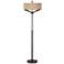 Tremont Burlap Shade Bronze Floor Lamp with 8W LED Bulbs