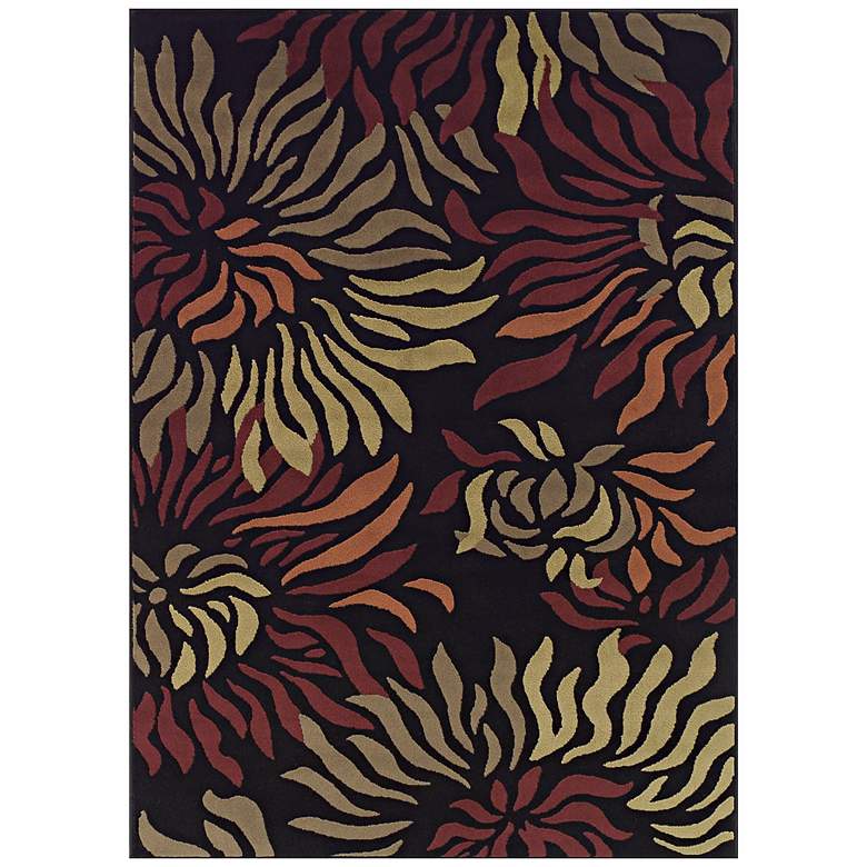 Image 1 Tremont Collection 4&#39;11 inchx7&#39; Rippling Petals Black Area Rug