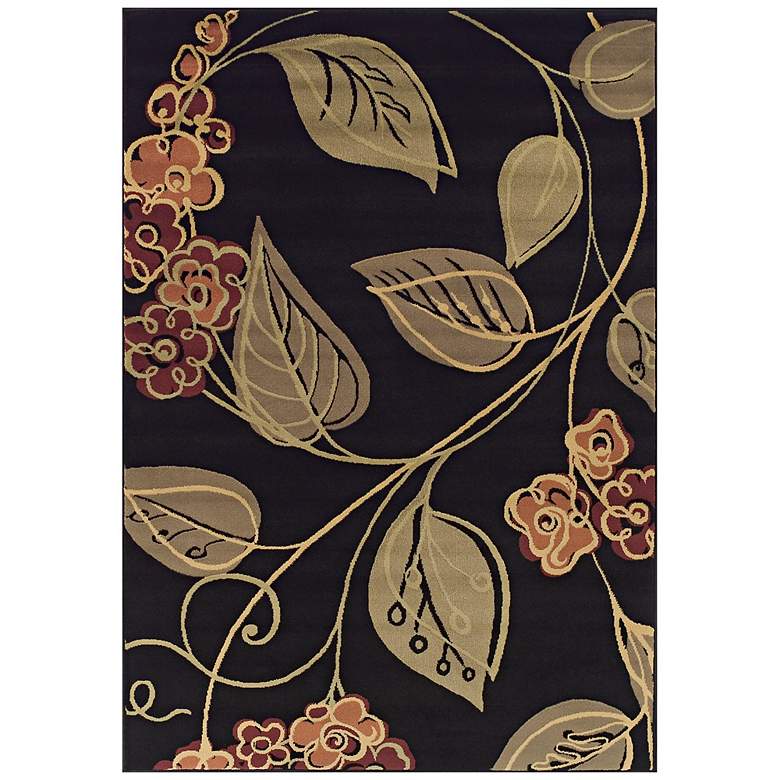 Image 1 Tremont Collection 4&#39;11 inchx7&#39; Swerve Floral Black Area Rug