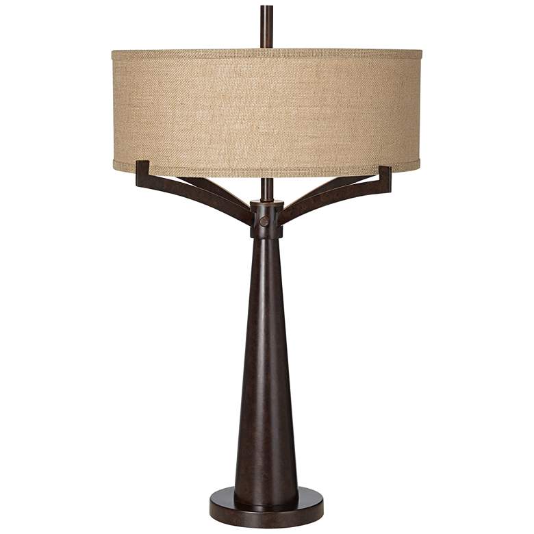 Image 2 Tremont Industrial Bronze 2-Light Table Lamp With USB Dimmer