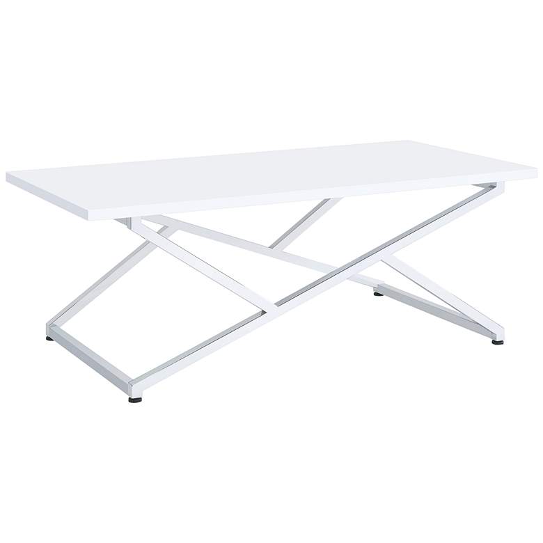Image 2 Trenchly 47 1/2"W Gloss White Steel Rectangular Coffee Table