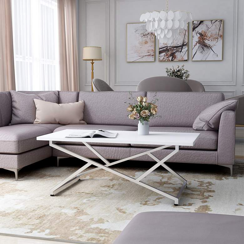 Image 5 Trenchly 47 1/2"W Gloss White Steel Rectangular Coffee Table more views