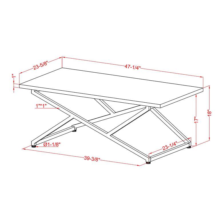 Image 6 Trenchly 47 1/2"W Gloss White Steel Rectangular Coffee Table more views