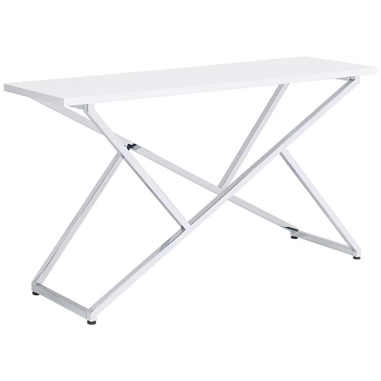 Image 2 Trenchly 60" Wide Gloss White Steel Rectangular Console Table