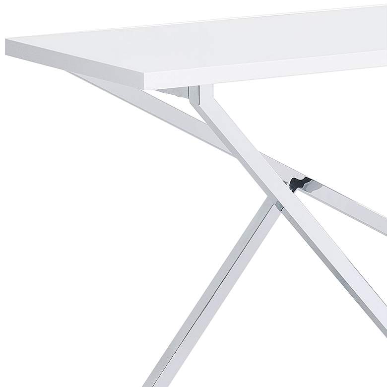 Image 3 Trenchly 60" Wide Gloss White Steel Rectangular Console Table more views
