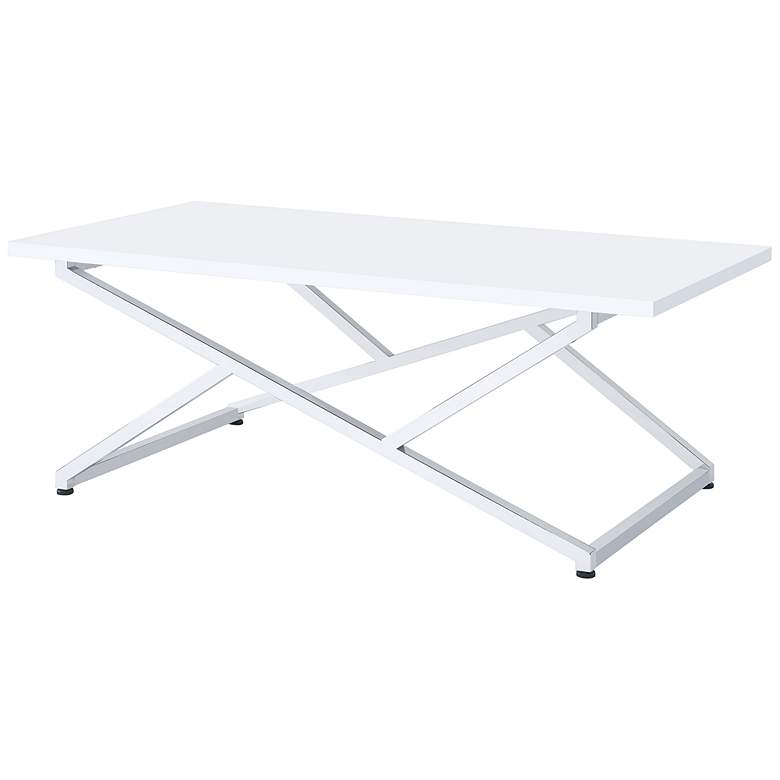 Image 3 Trenchly High Gloss White Steel 3-Piece Coffee Tables Set more views