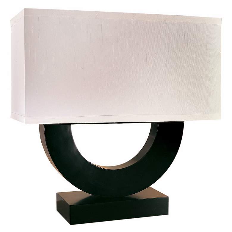 Image 1 Trend Lighting Espresso Wood Shantung Shade Table Lamp