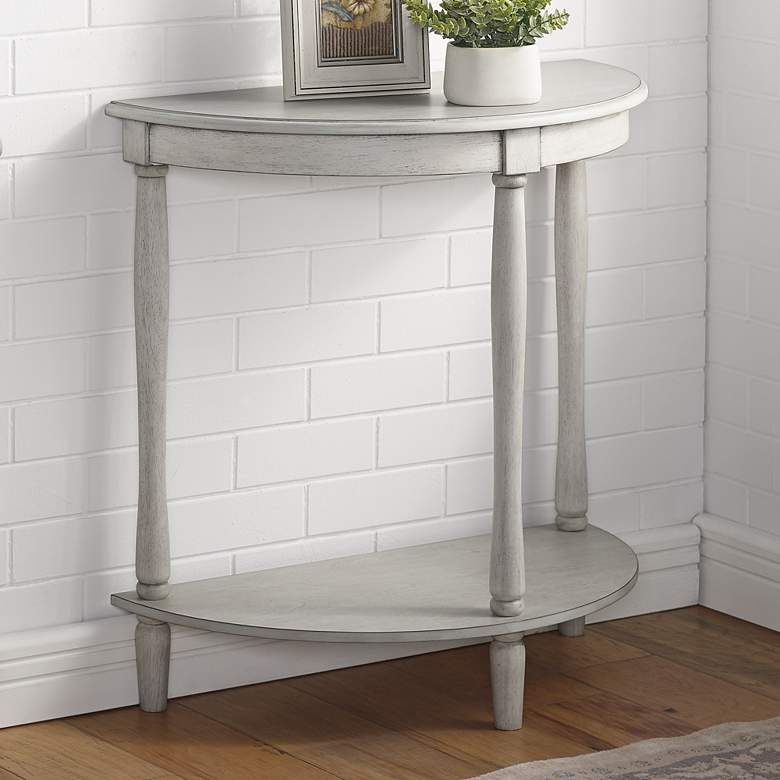 Image 1 Trennis 28" Wide Antique White Wood 1-Shelf Console Table