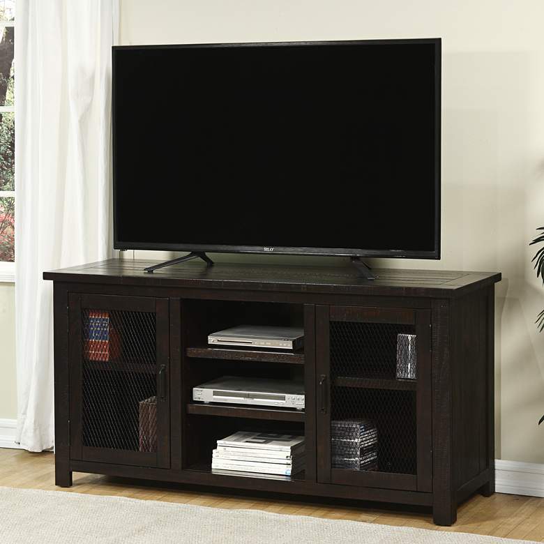 Image 1 Trent 60" Wide Espresso 2-Door Wood TV Stand Console