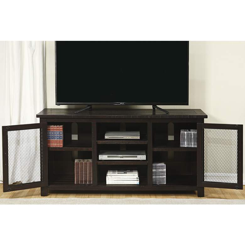 Image 4 Trent 60 inch Wide Espresso 2-Door Wood TV Stand Console more views