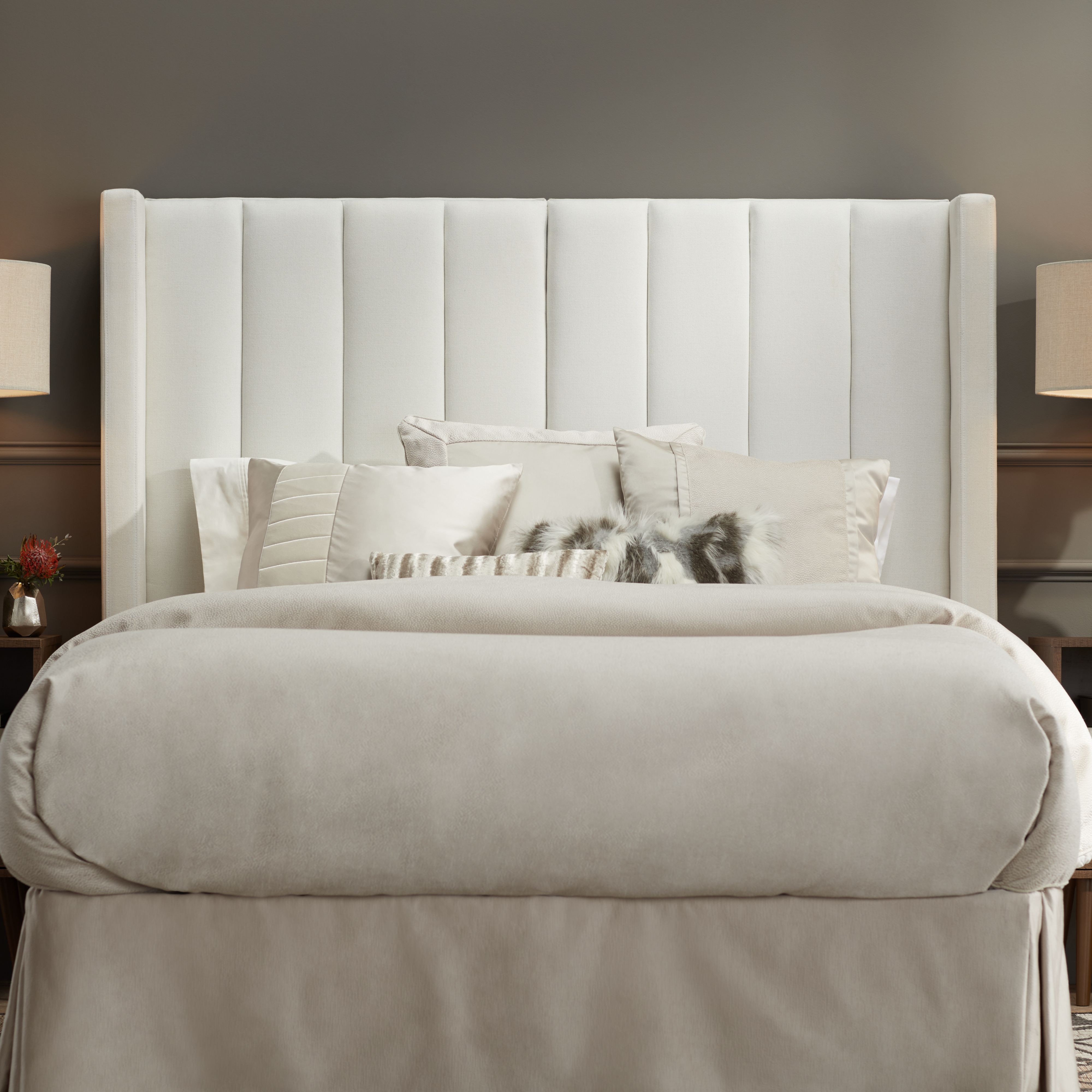 White padded shop headboard queen