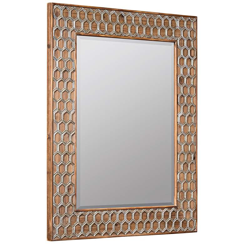 Image 1 Trent Wood Galvanized Metal 29 inch x 36 1/4 inch Wall Mirror