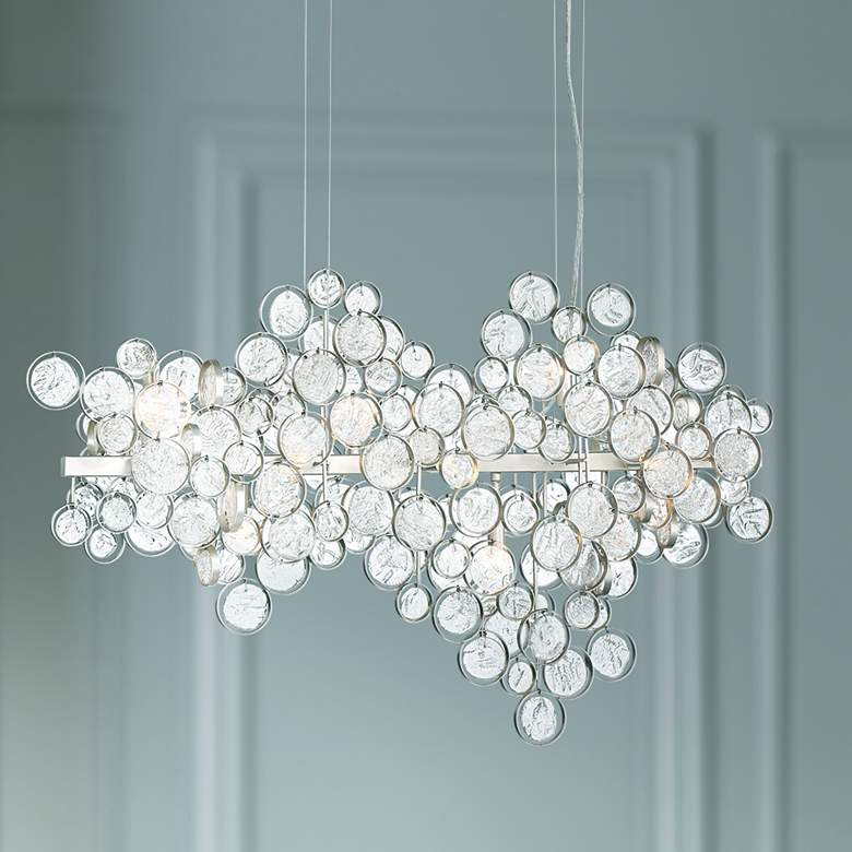 Image 1 Trento 40 1/4 inch Wide Champagne Silver 12-Light Oval Chandelier