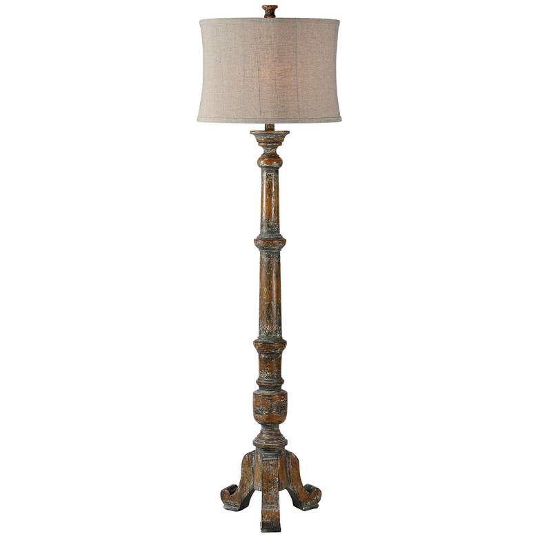 Image 2 Trenton 64 inch Medium Brown with Gray Distressed Floor Lamp