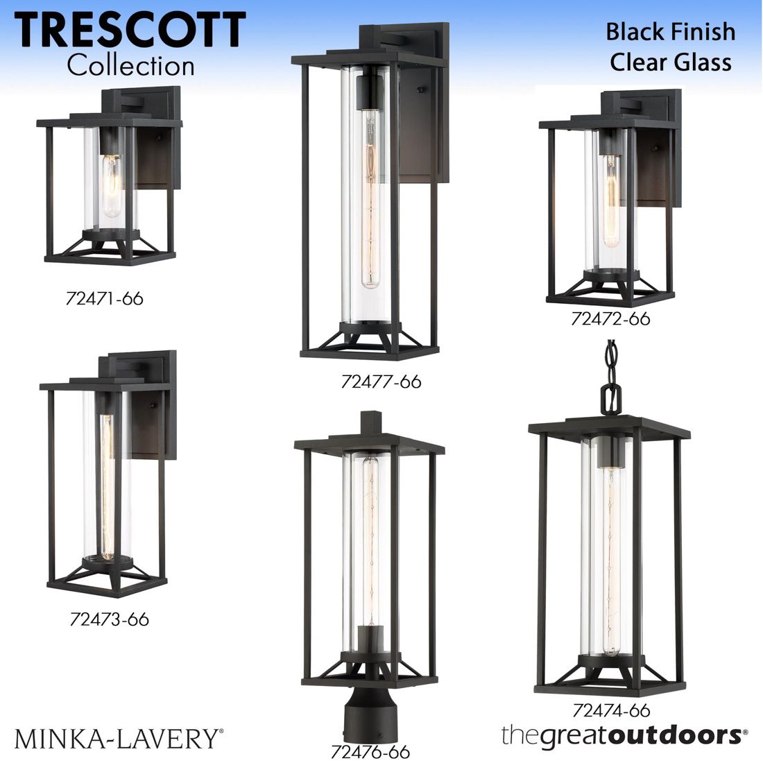Trescott 20" High Black Outdoor Wall Light