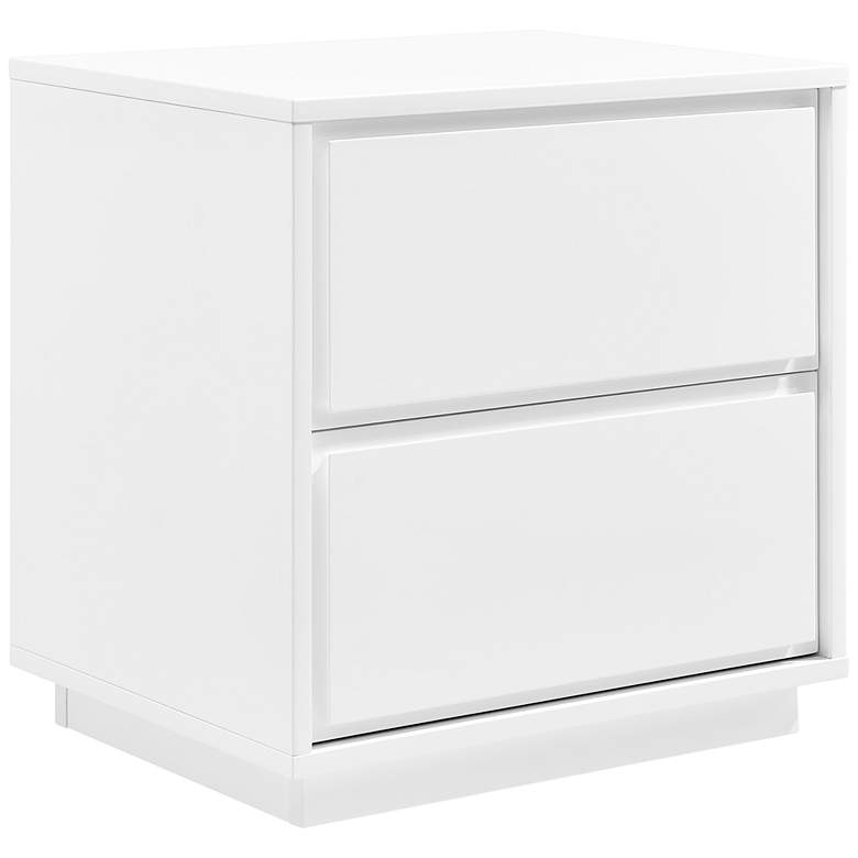 Image 1 Tresero 23" Wide White Lacquer Wood 2-Drawer Nightstand