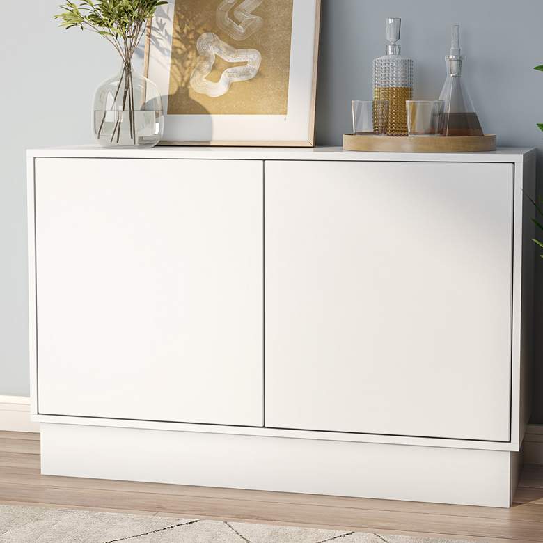Image 1 Tresero 35 1/2 inch Wide White Lacquer Wood 2-Door Cabinet