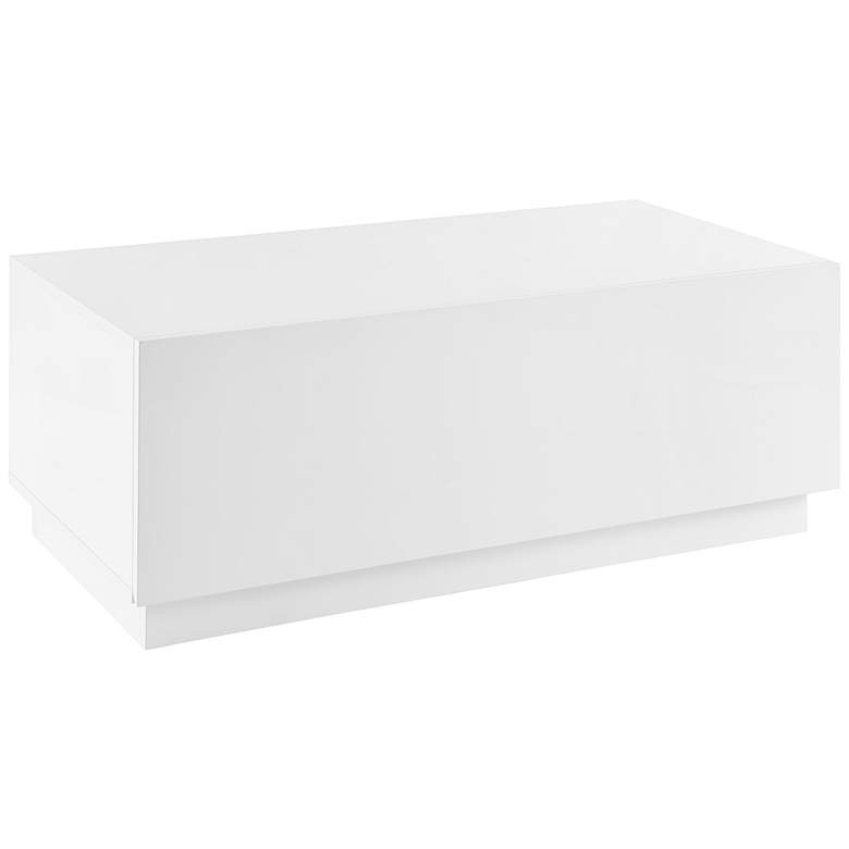 Image 2 Tresero 47 1/4 inch Wide White Lacquer 1-Drawer Coffee Table