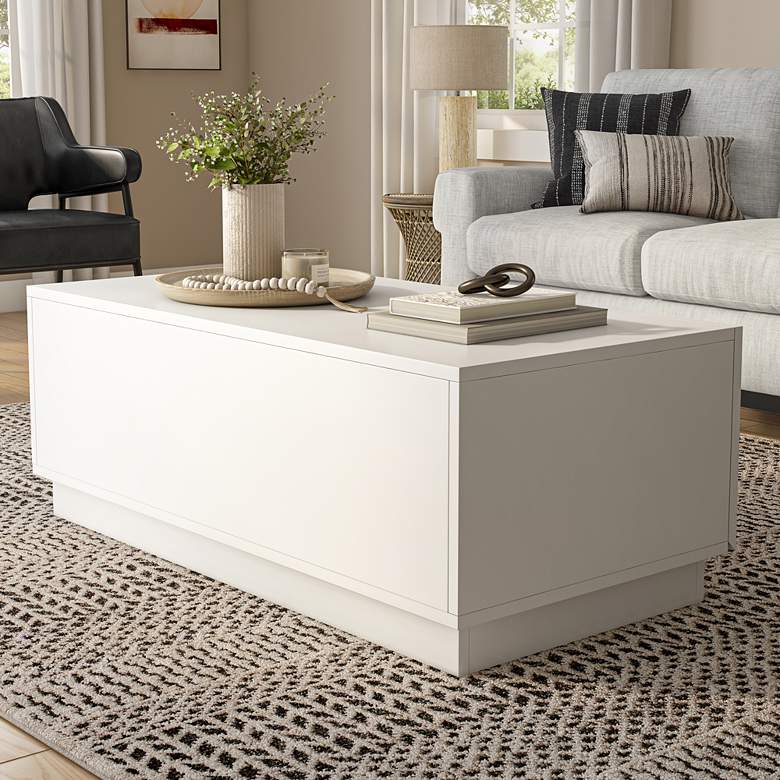 Image 1 Tresero 47 1/4 inch Wide White Lacquer 1-Drawer Coffee Table