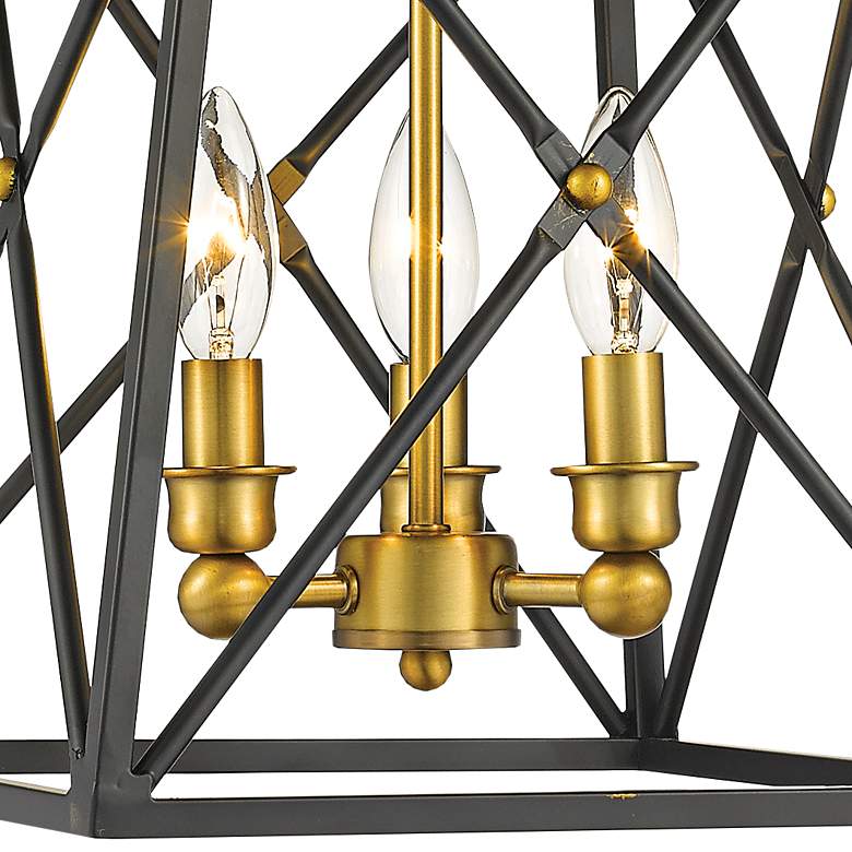 Image 4 Trestle 11" Wide Matte Black and Olde Brass Ceiling Light more views