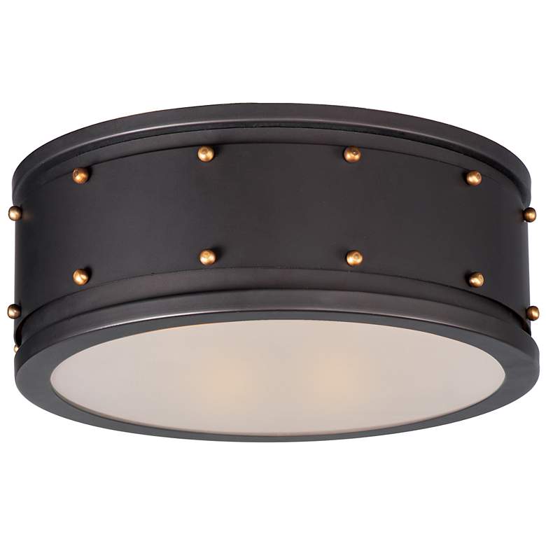 Image 2 Trestle 2-Light 13" Wide Oil Rubbed Bronze/Antique Brass Flush Mount L