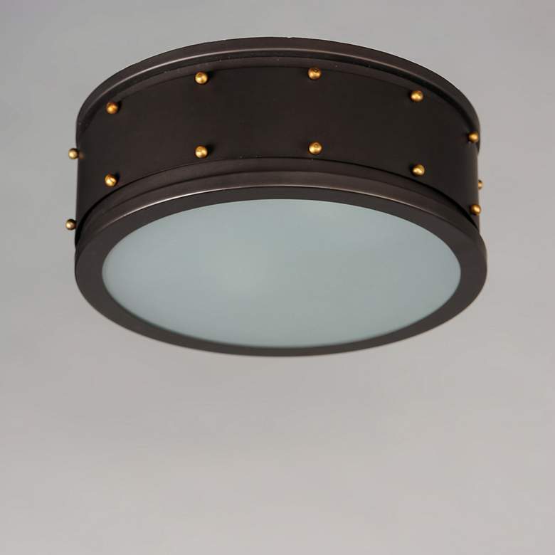 Image 3 Trestle 2-Light 13" Wide Oil Rubbed Bronze/Antique Brass Flush Mount L more views