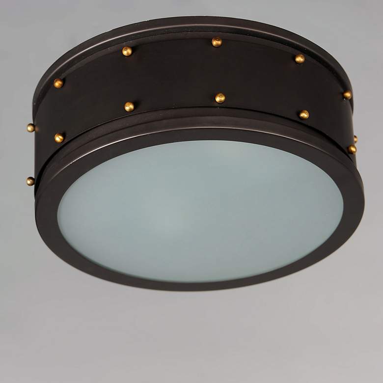 Image 4 Trestle 2-Light 13" Wide Oil Rubbed Bronze/Antique Brass Flush Mount L more views