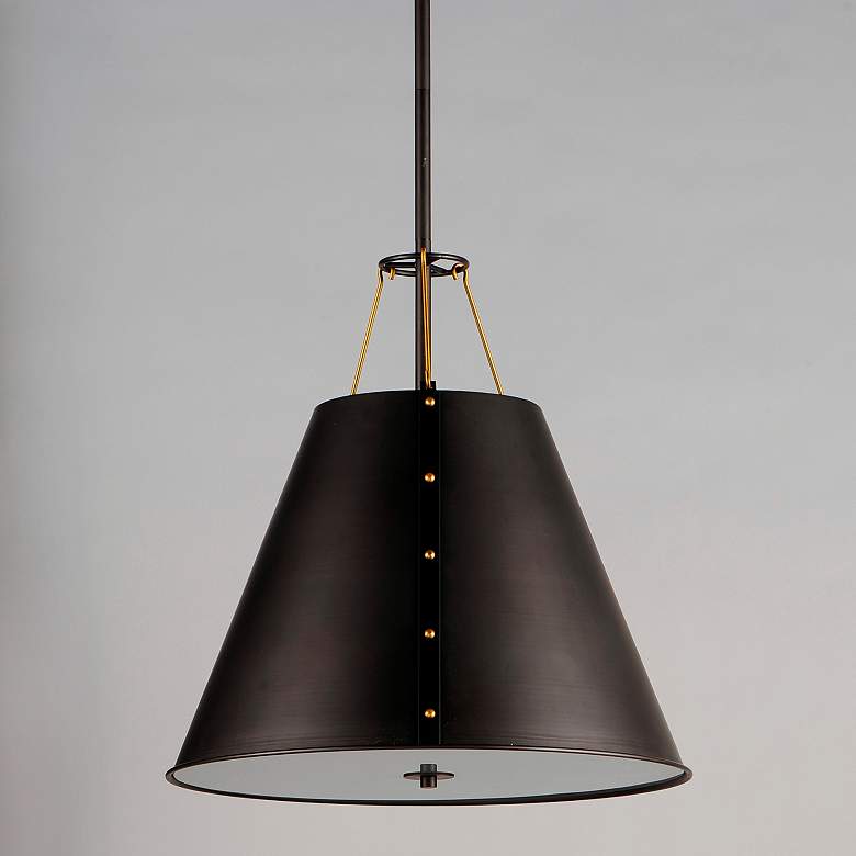 Image 4 Trestle 3 Light 20" Wide Oil Rubbed Bronze/Antique Brass Pendant Light more views