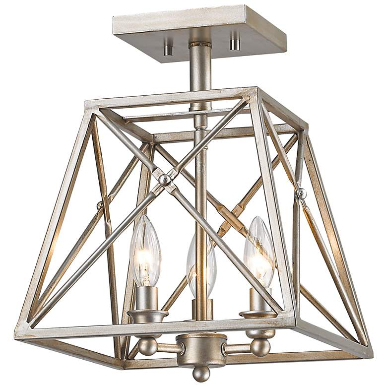Image 1 Trestle by Z-Lite Antique Silver 3 Light Semi Flush Mount