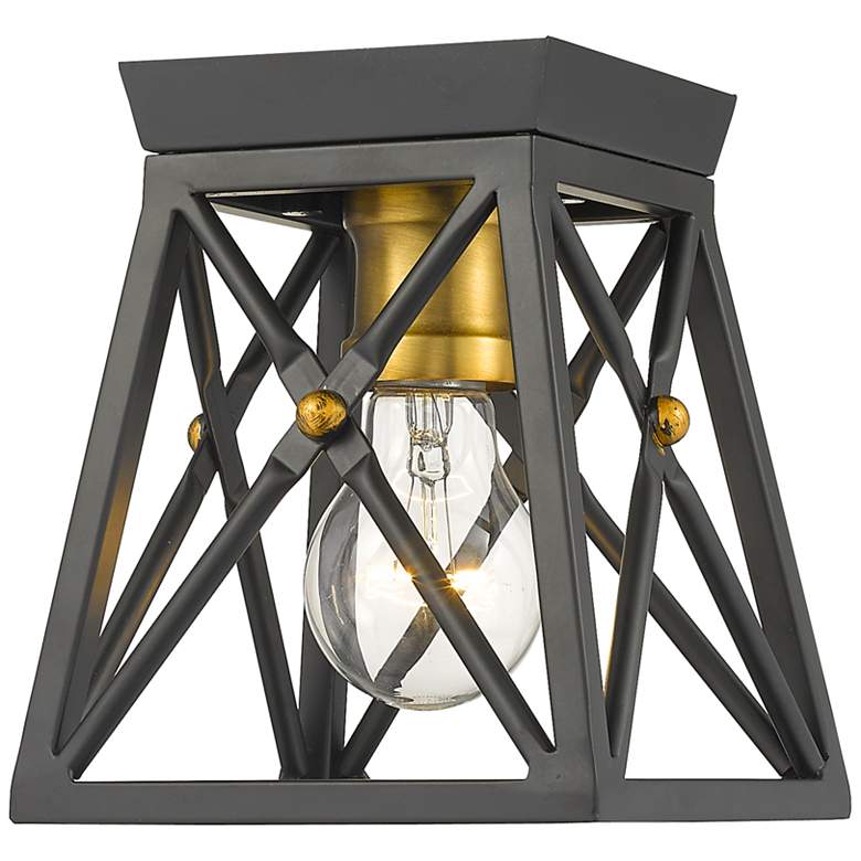 Image 1 Trestle by Z-Lite Matte Black + Olde Brass 1 Light Flush Mount