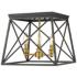 Trestle by Z-Lite Matte Black + Olde Brass 3 Light Flush Mount