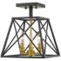 Trestle by Z-Lite Matte Black + Olde Brass 3 Light Semi Flush Mount