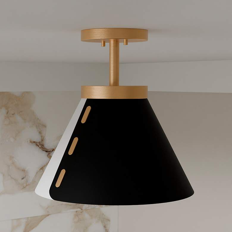 Image 1 Trette 1-Light Brushed Weathered Brass Semi-Flush Mount Light