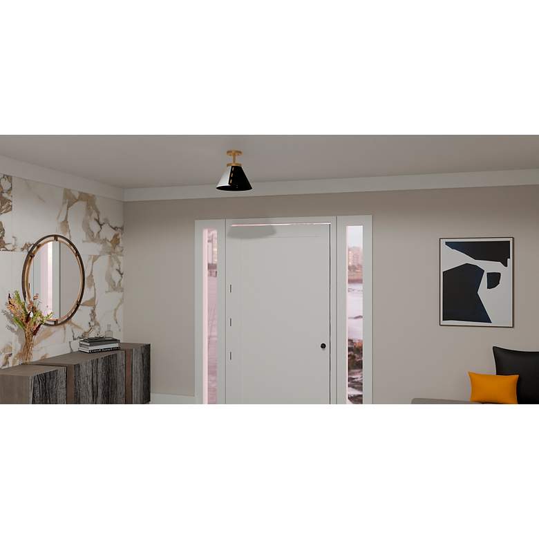 Image 3 Trette 1-Light Brushed Weathered Brass Semi-Flush Mount Light more views