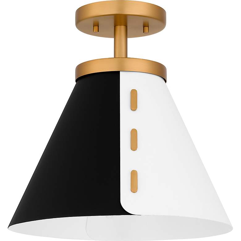 Image 4 Trette 1-Light Brushed Weathered Brass Semi-Flush Mount Light more views