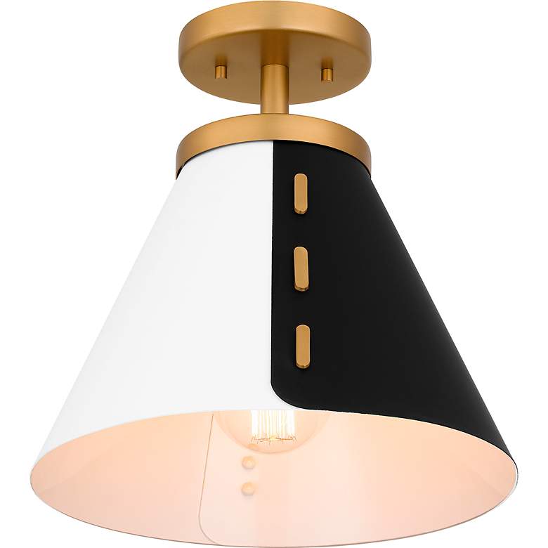 Image 6 Trette 1-Light Brushed Weathered Brass Semi-Flush Mount Light more views