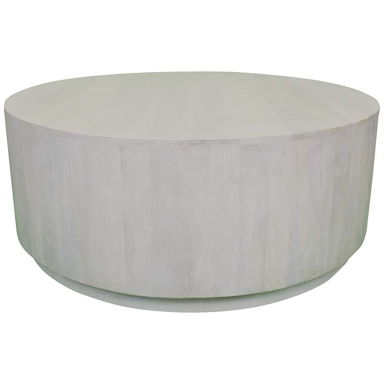 Image 2 Treva 42 inch Wide Distressed White Wood Round Coffee Table