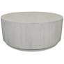 Treva 42" Wide Distressed White Wood Round Coffee Table