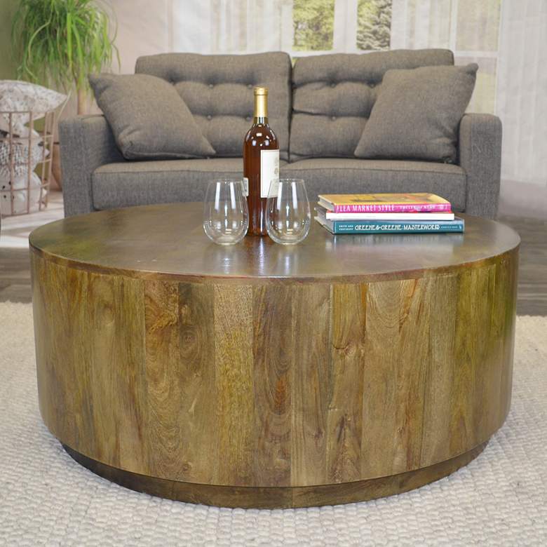 Image 1 Treva 42" Wide Elm Wood Round Coffee Table