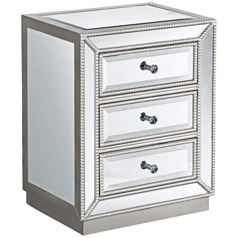 Image 3 Trevi 20 inch Wide 3-Drawer Silver Mirrored Accent Table