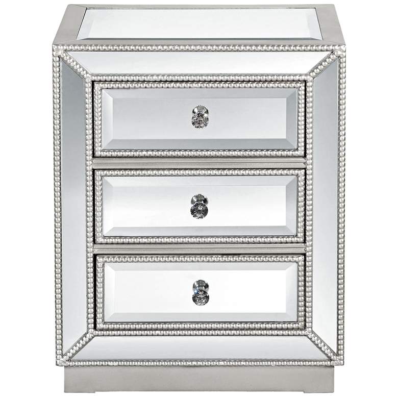 Image 6 Trevi 20 inch Wide 3-Drawer Silver Mirrored Accent Table more views